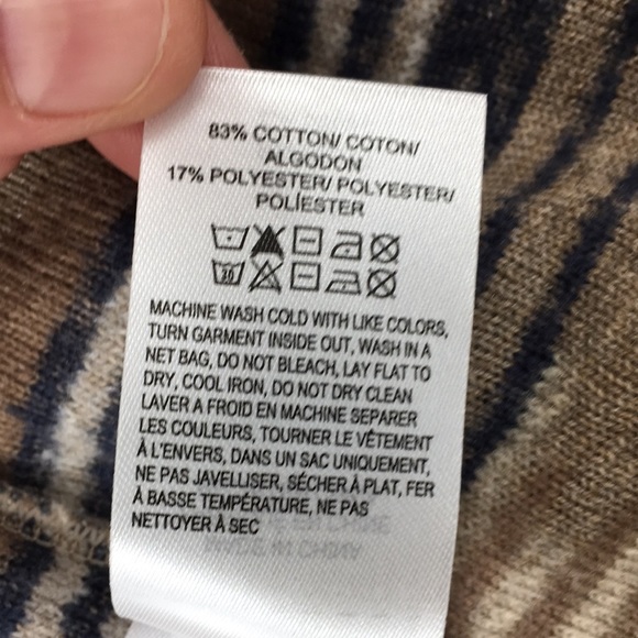 Lucky Brand Tan Blue Aztec Knit Cardigan Sweater Womens Small Drape Front Boho - Picture 6 of 10